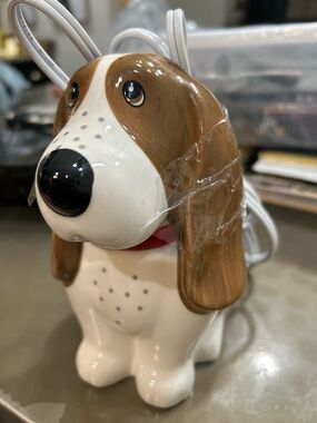 Ceramic Brown and White Dog Figurine lamp